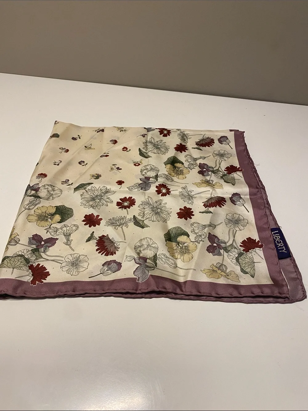 Liberty Cream Floral Silk Scarf